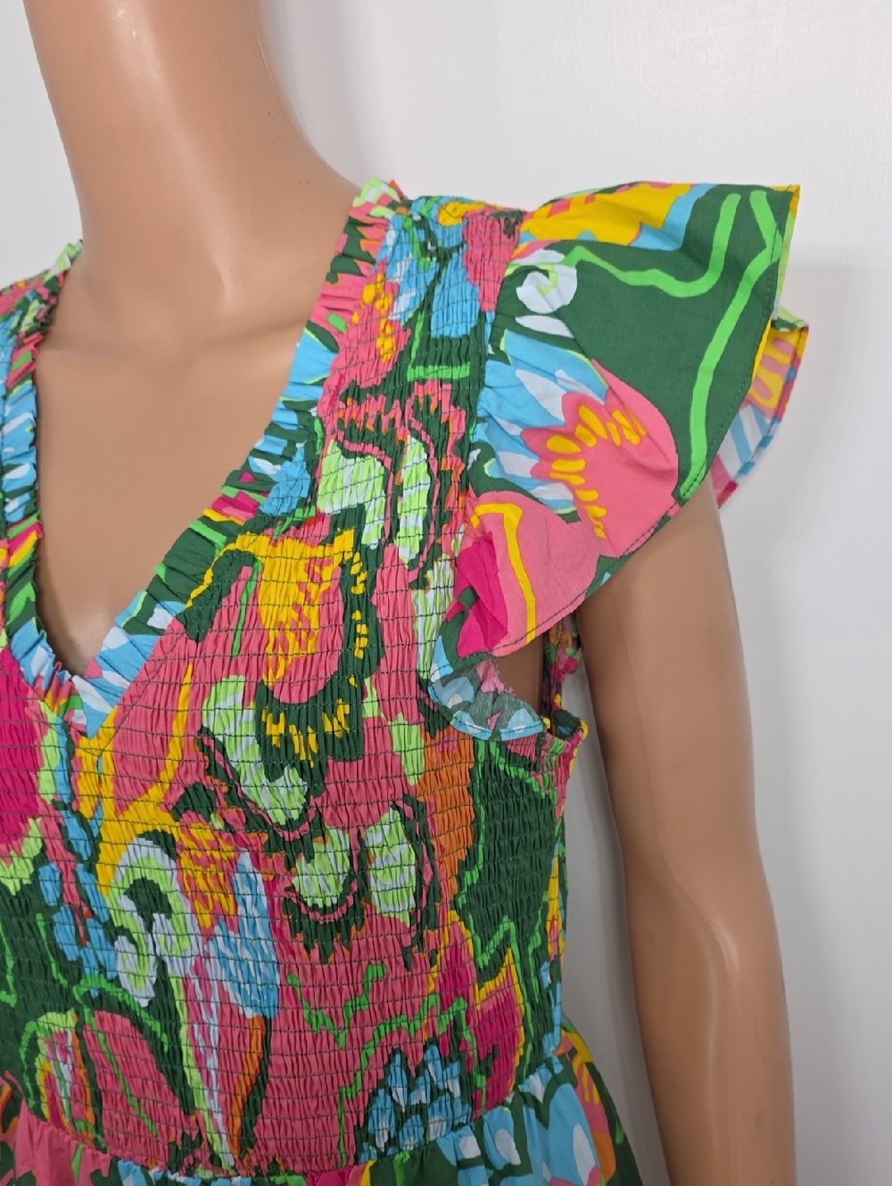 Sugarlips Lanai Tropics Sunfire Smocked Tiered dress Size M Medium - Picture 7 of 14